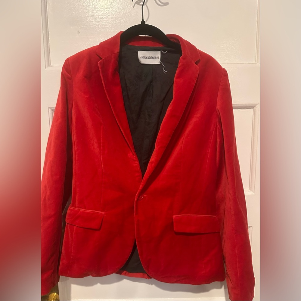 Zadig & Voltaire Ruby Velvet Red Blazer